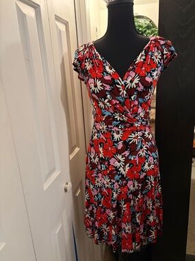 Free People Red and Black Floral Midi Dress